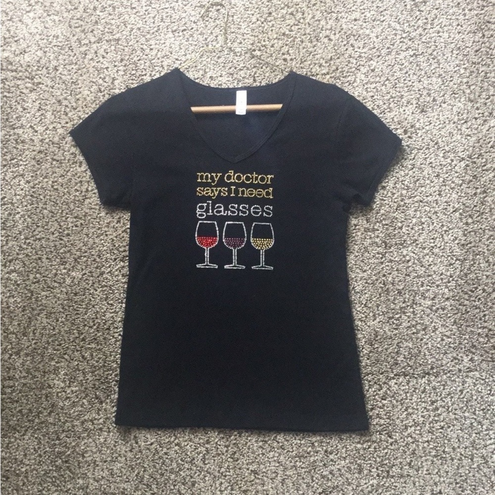Chris’s Stuff Black Rhinestone Statement Tee